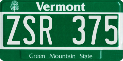 VT license plate ZSR375
