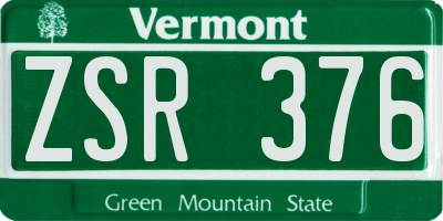 VT license plate ZSR376