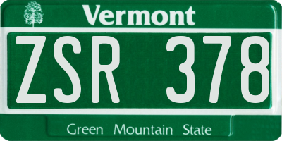 VT license plate ZSR378