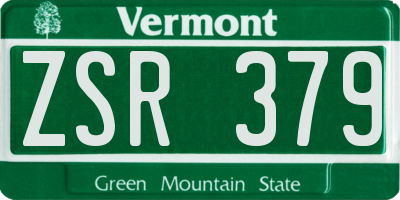 VT license plate ZSR379