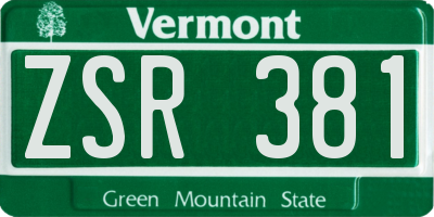 VT license plate ZSR381
