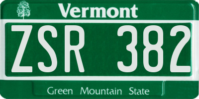 VT license plate ZSR382