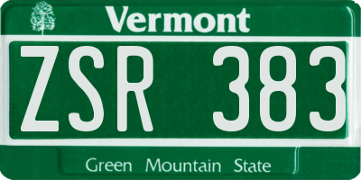VT license plate ZSR383