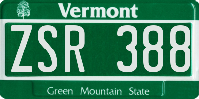 VT license plate ZSR388
