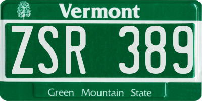 VT license plate ZSR389