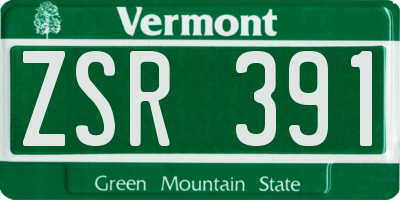 VT license plate ZSR391