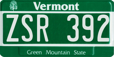 VT license plate ZSR392