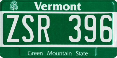 VT license plate ZSR396