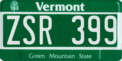 VT license plate ZSR399