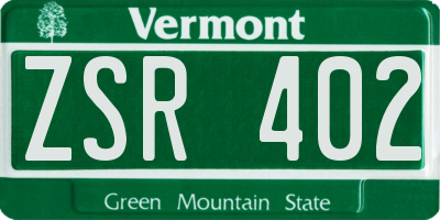 VT license plate ZSR402