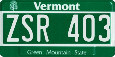 VT license plate ZSR403