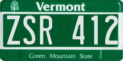 VT license plate ZSR412