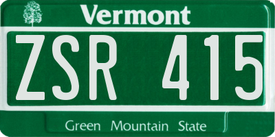 VT license plate ZSR415