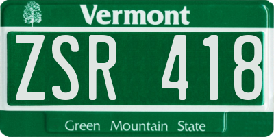 VT license plate ZSR418