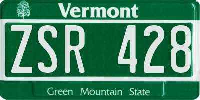 VT license plate ZSR428