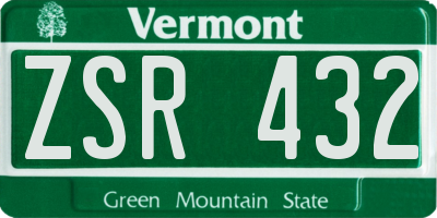 VT license plate ZSR432