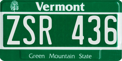 VT license plate ZSR436