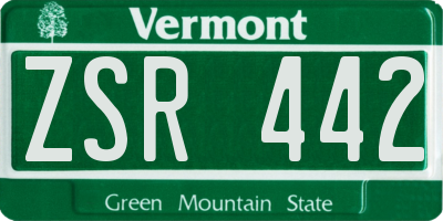 VT license plate ZSR442