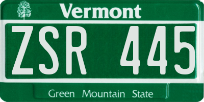 VT license plate ZSR445