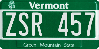 VT license plate ZSR457