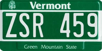 VT license plate ZSR459