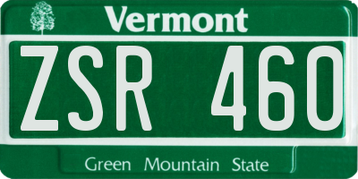 VT license plate ZSR460