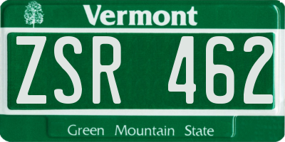 VT license plate ZSR462