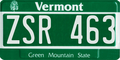 VT license plate ZSR463