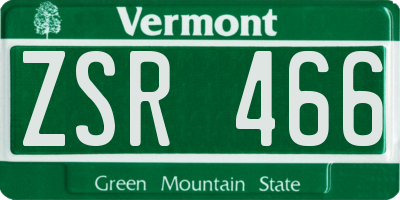 VT license plate ZSR466