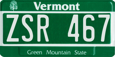 VT license plate ZSR467