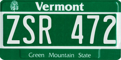 VT license plate ZSR472
