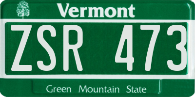 VT license plate ZSR473