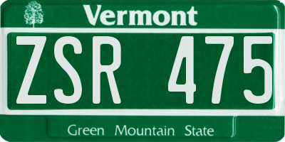 VT license plate ZSR475