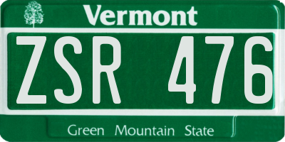 VT license plate ZSR476