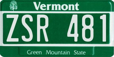 VT license plate ZSR481