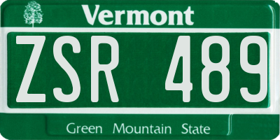VT license plate ZSR489