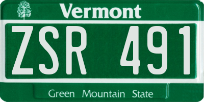 VT license plate ZSR491