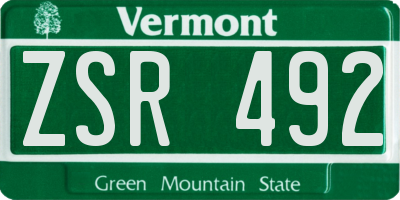 VT license plate ZSR492
