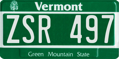 VT license plate ZSR497