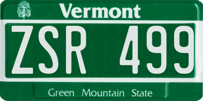 VT license plate ZSR499