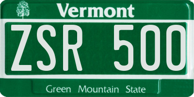 VT license plate ZSR500