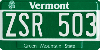 VT license plate ZSR503