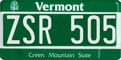 VT license plate ZSR505