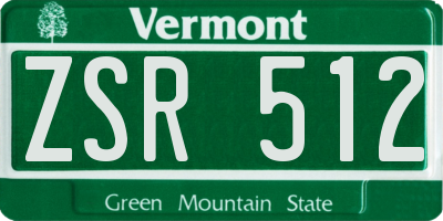 VT license plate ZSR512