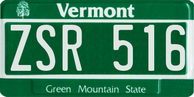 VT license plate ZSR516