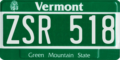 VT license plate ZSR518