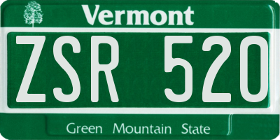 VT license plate ZSR520