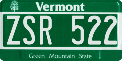 VT license plate ZSR522