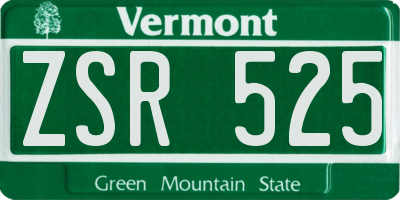 VT license plate ZSR525