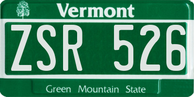 VT license plate ZSR526